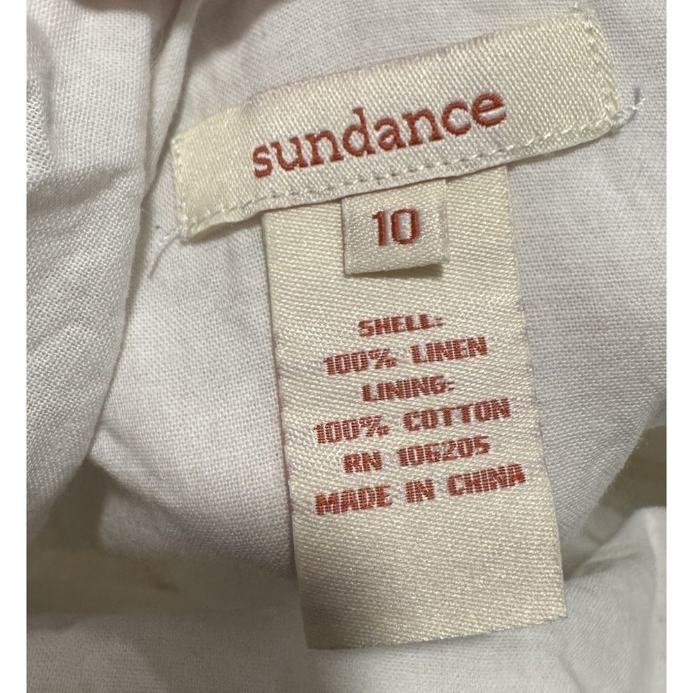 Sundance Sleeveless 100% Linen Embroidered Dress Womens 10 Ivory - Picture 7 of 7
